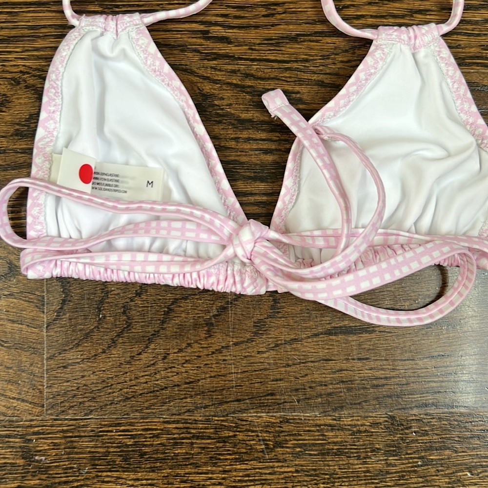Solid & Striped String Bikini Size Medium - image 3